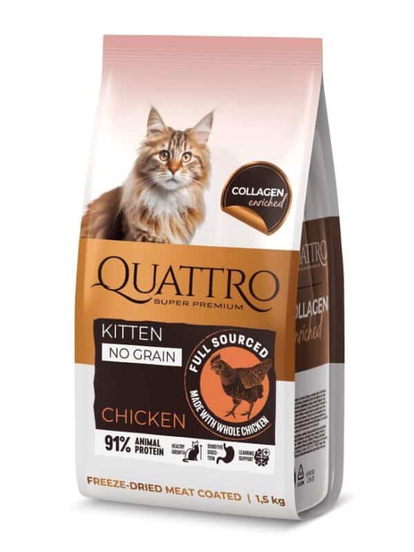 QUATTRO Collagen Kitten Chicken maistas kačiukams su vištiena