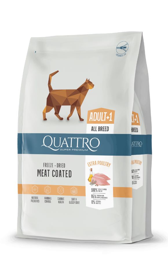 QUATTRO Extra Poultry sausas kačių pašaras su paukštiena 7kg