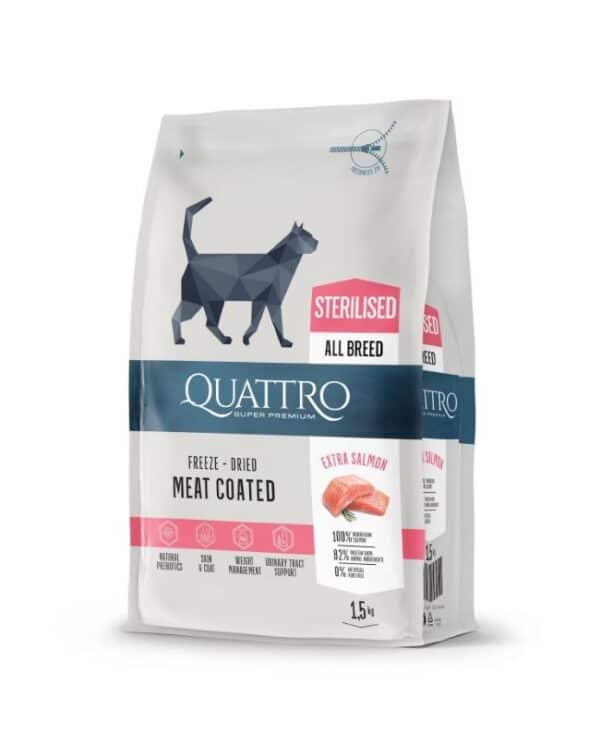 QUATTRO Sterilised Extra Salmon sterilizuotų kačių pašaras su lašiša