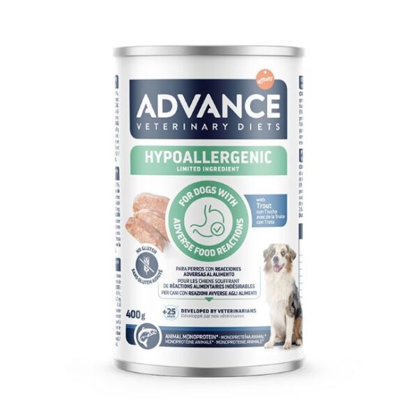 Advance Wet Hypoallergenic Dog konservai alergiškiems šunims su upėtakiu 400g