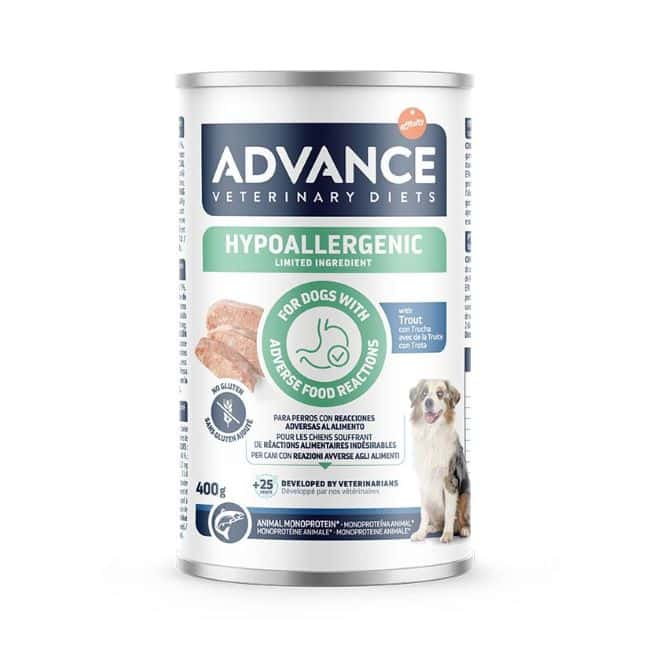 Advance Wet Hypoallergenic Dog konservai alergiškiems šunims su upėtakiu 400g