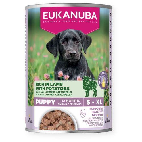 Eukanuba Life Care konservai jauniems šunims su vištiena ir ėriena 400g