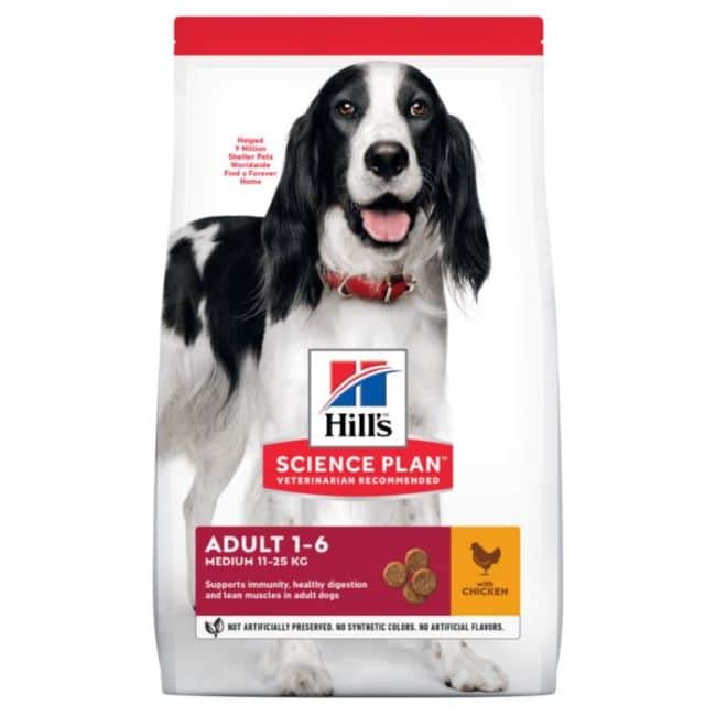 Hill’s SP Canine Adult Chicken vidutinių veislių šunims su vištiena 14kg/2,5kg