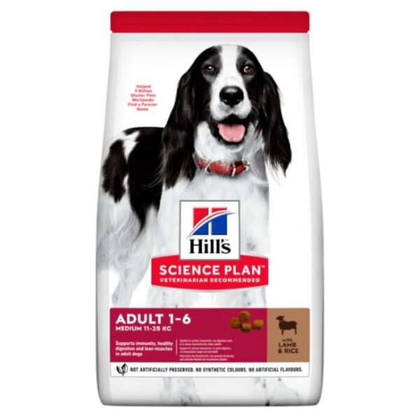 Hill’s SP Canine Adult Lamb & Rice vidutinių veislių šunims su ėriena 2,5kg 14 kg