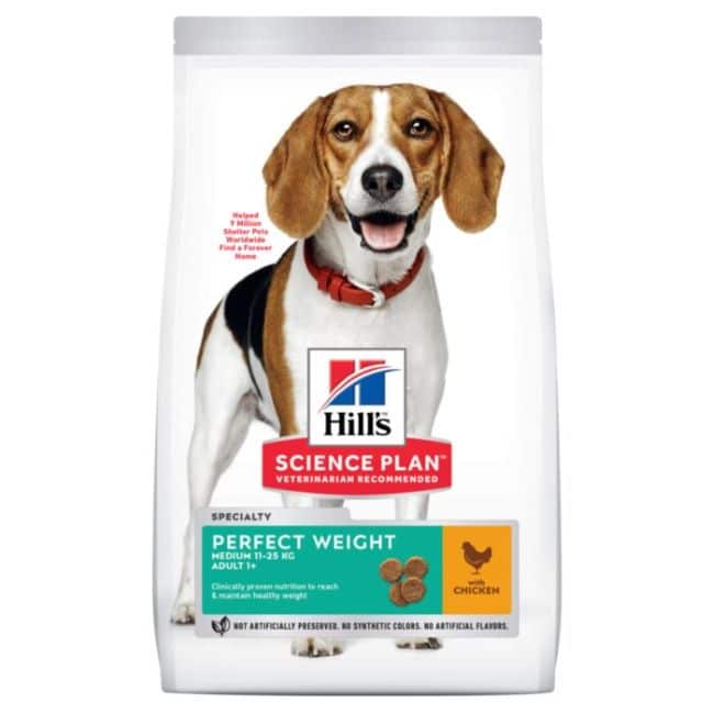 Hill’s SP Canine Adult Perfect Weight Medium vidutinių veislių šunims su vištiena 12kg