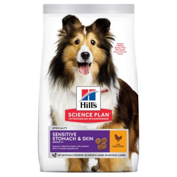 Hill’s SP Canine Adult sensitive stomach/skin jautriems šunims su vištiena