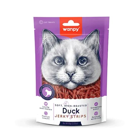 Wanpy skanėstas katėms minkštos vytintos antienos juostelės 80g