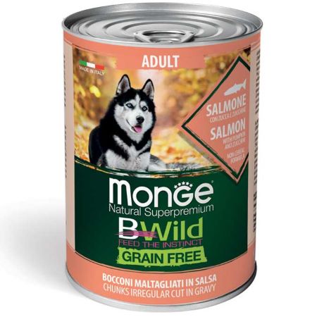 Monge BWild begrūdis konservas šunims su lašiša, moliūgu ir cukinija 400g Monge BWild begrūdis konservas šunims su lašiša, moliūgu ir cukinija 400g - Image 1