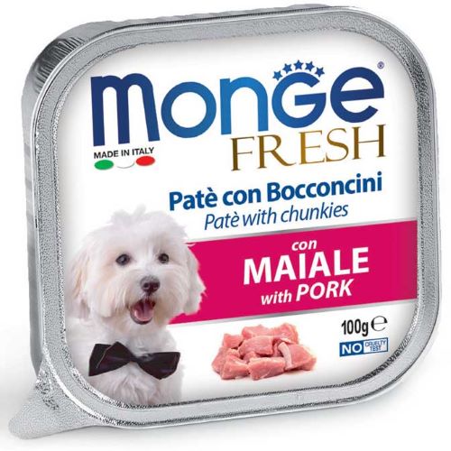 Monge Fresh paštetas šunims su kiauliena 100g Monge Fresh paštetas šunims su kiauliena 100g - Image 1
