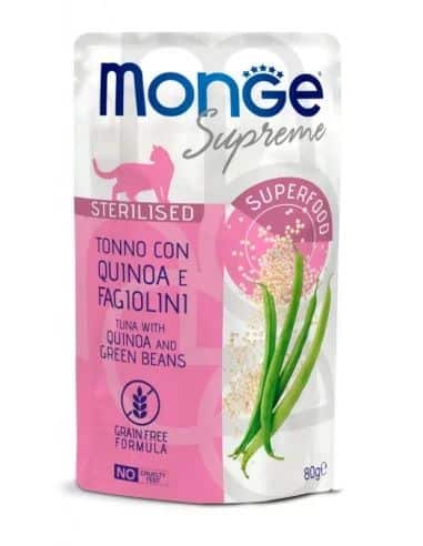 Monge Supreme konservas sterilizuotoms katėms su tunu ir bolivine balanda 80g Monge Supreme konservas sterilizuotoms katėms su tunu ir bolivine balanda 80g