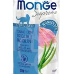 Monge Supreme konservas sterilizuotoms katėms su tunu ir kefalėmis 80g