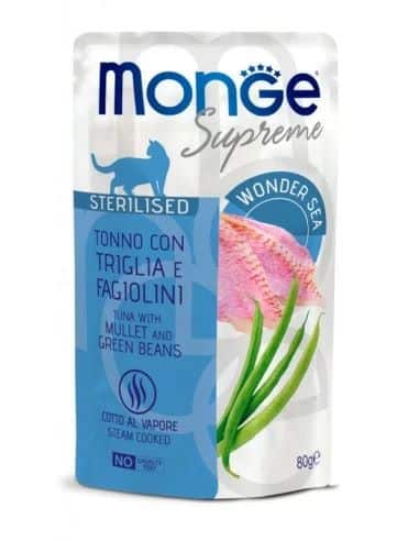 Monge Supreme konservas sterilizuotoms katėms su tunu ir kefalėmis 80g Monge Supreme konservas sterilizuotoms katėms su tunu ir kefalėmis 80g - Image 1