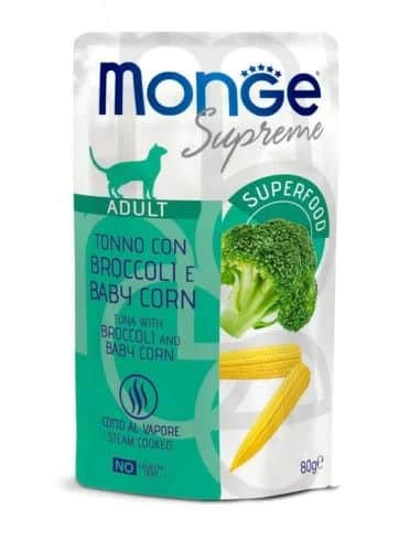 Monge Supreme konservas suaugusioms katėms su tunu kukurūzais ir brokoliais 80g Monge Supreme konservas suaugusioms katėms su tunu kukurūzais ir brokoliais 80g