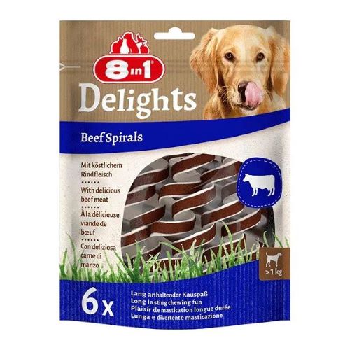 8in1 Delights spiralės šunims su jautiena 6 vnt