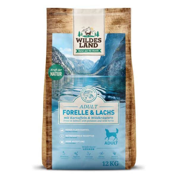 5.	Wildes Land Classic Adult Trout & Salmon with Potato sausas maistas šunims su lašiša ir upėtakiu 12kg