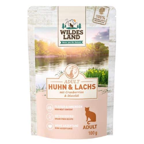 Wildes Land Chicken & Salmon begrūdis konservas katėms su vištiena ir lašiša 100g