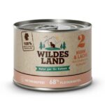 Wildes Land Chicken & Salmon begrūdis konservas suaugusioms katėms su vištiena ir lašiša 200g